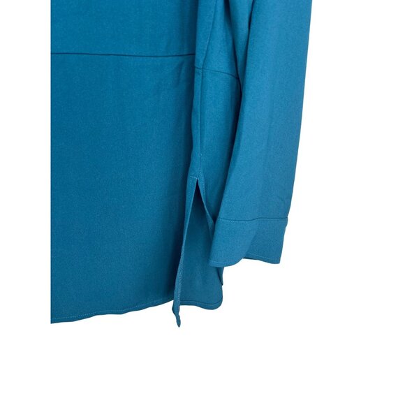 Grace Karin Teal Button-Up Blouse W/ Tie Front & Collared Neckline 2XL - Picture 9 of 16